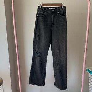 Garage Charcoal Wide Leg Denim